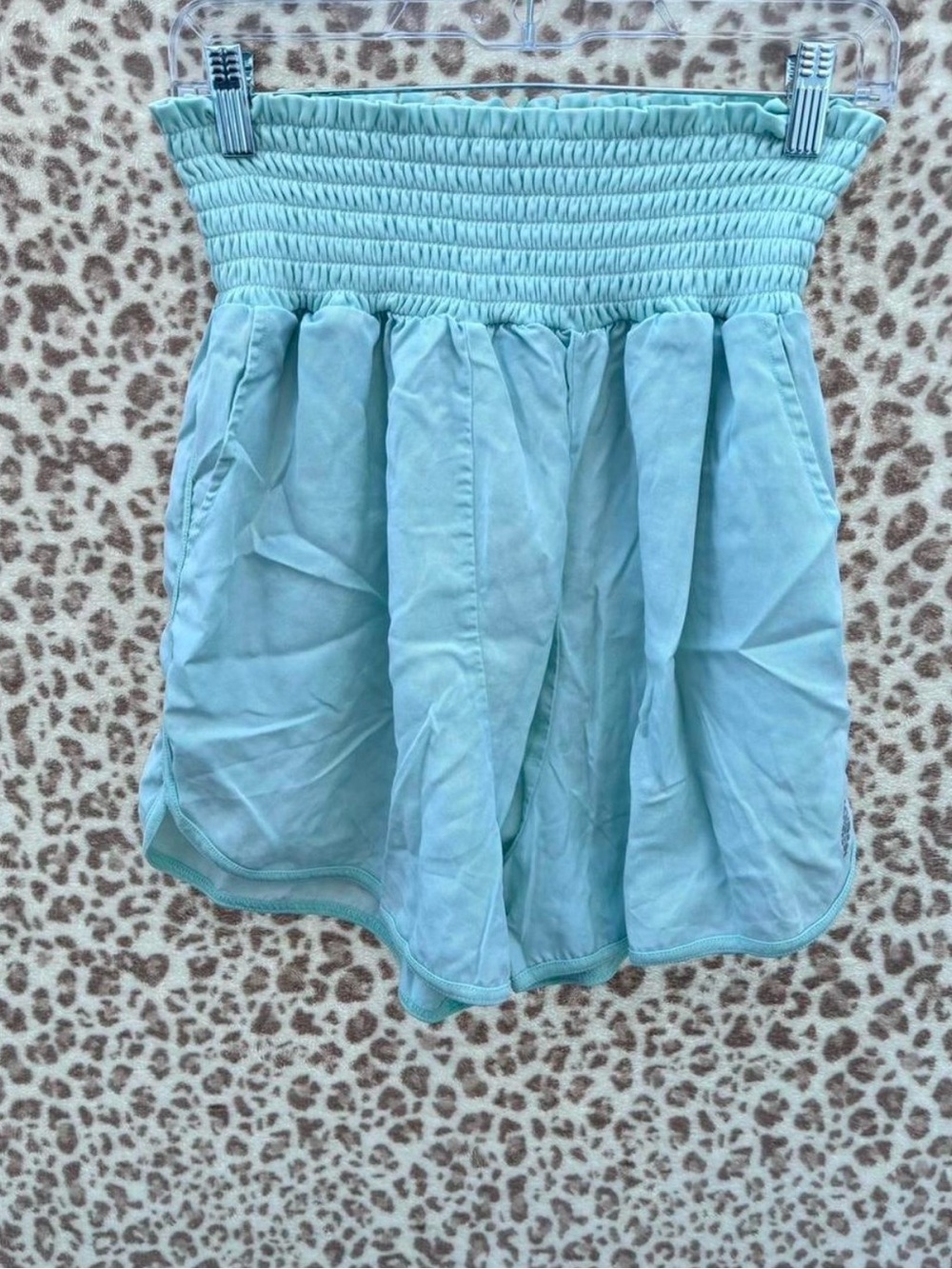 FP Movement by Free People Aqua Smocked High Rise Flowy Shorts